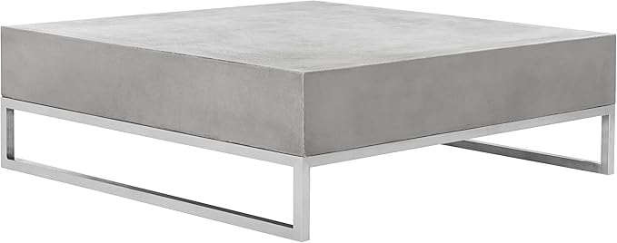 SAFAVIEH Outdoor Collection Eartha Modern Dark Grey Concrete Coffee Table (Fully Assembled)