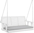 VINGLI Wooden Porch Swing, Heavy Duty 880 LBS Hanging Patio Bench with Extra Cushion for Lawn| Garden| Courtyard (White, 5 feet)