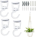 Mkono Ceiling Hooks for Hanging Plants, Heavy Duty Metal Plant Hanger for Drop Ceiling, Swag Hook for Hanging Planters, Lights, Birdfeeders, Indoor Outdoor Decorative Screw-in Hooks (White 4 Pack)