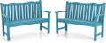 Outdoor Bench Set of 2, Weatherproof Garden Benches for Outdoors, All Weather HIPS Patio Bench Holds up to 800lbs, Never Rot or Fade, Comfort Bench for Porch Garden Patio Yard and Park
