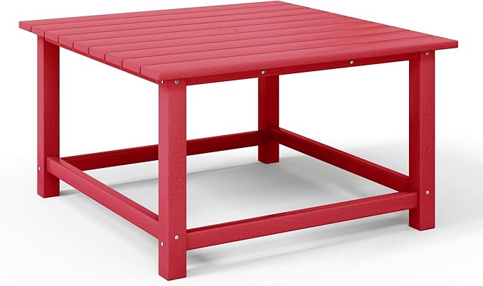 WestinTrends Malibu Low Outdoor HDPE Square Patio Coffee Table, Red