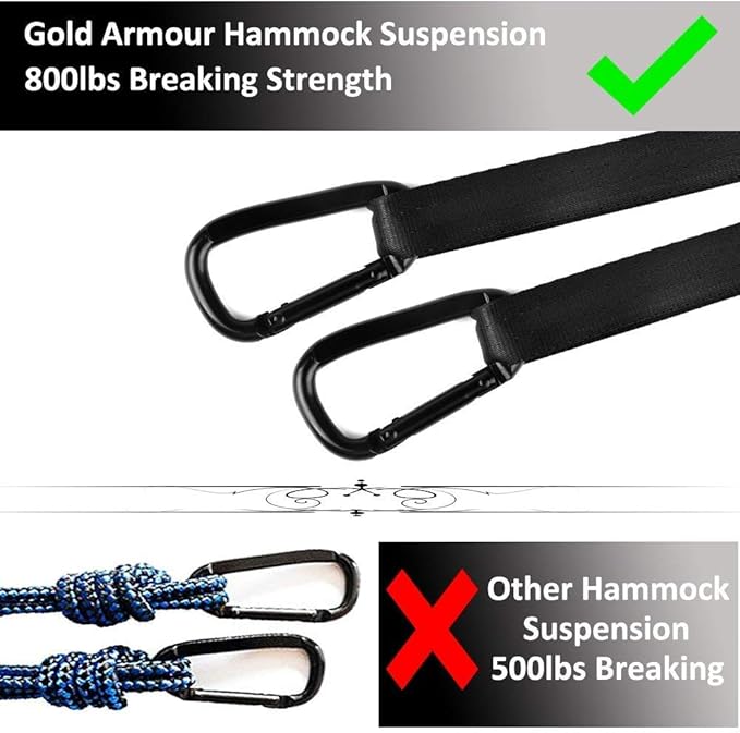 Gold Armour Camping Hammock - XL Double Hammock Portable Hammock Camping Accessories Gear for Outdoor Indoor with Tree Straps, USA Based Brand (Seafoam)