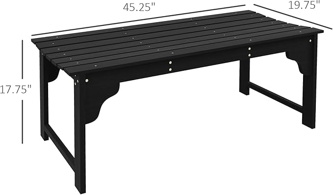 Outsunny Wooden Garden Bench, Outdoor Park Bench with Slatted Seat, Backless Front Porch Bench with Curved Seat for Conservatory, Garden, Poolside, Deck, Black