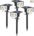btfarm Solar Spot Lights Outdoor Waterproof, 4 Pack/3 Modes Motion Sensor Lights, Solar Powered Spotlights 2-in-1 Auto On/Off for Outside Pathway Yard Garden Lighting, Cool White