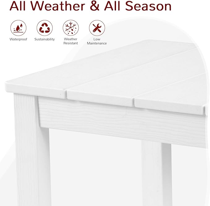 Stoog Outdoor & Indoor Side Table, Weather Resistant HIPS End Tables, for Backyard, Patio, Pool, Deck and Garden, White