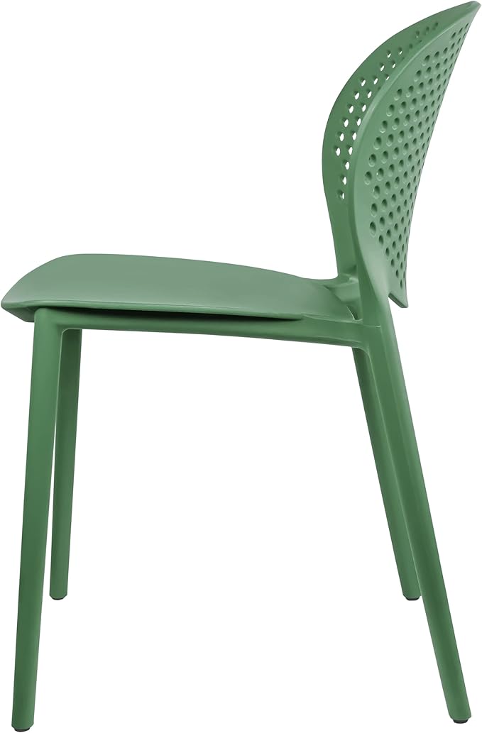 2xhome Set of 4 Patio Dining Chairs | Modern Stackable Outdoor Pool Side Chair | Weather Resistant Plastic for Yard, Porch, Balcony, Kitchen, Green
