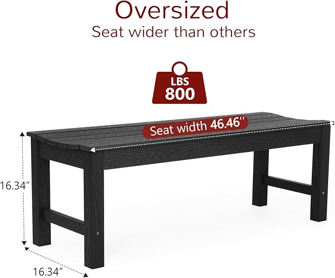 Stoog Outdoor Bench, 2-Person Patio Backless Bench, All-Weather HIPS Garden Bench with 800 lbs Weight Capacity, Never Rot or Fade, for Backyard, Porch and Park, White