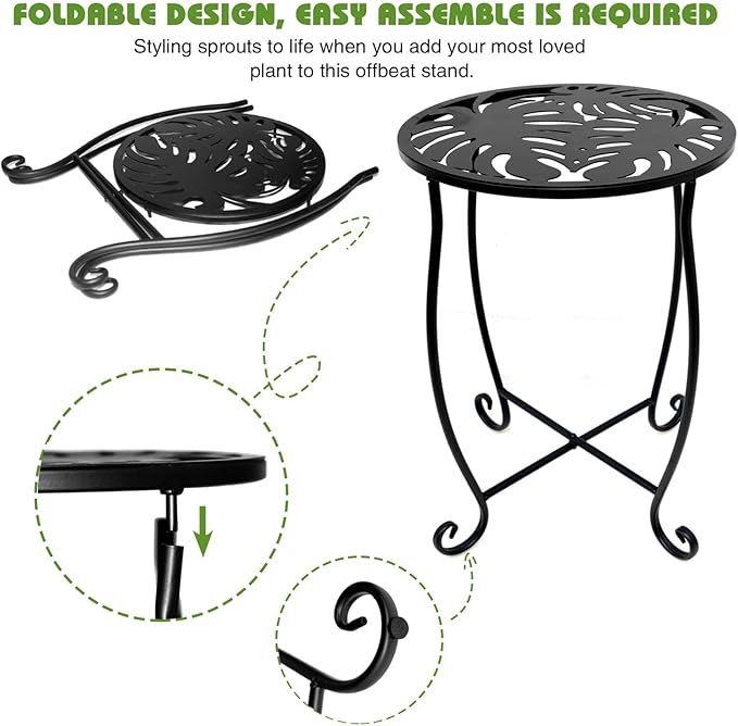 Small Side Tables for Small Space, 2 Pack Metal Outdoor Indoor Side Table, Weather Resistant Mini Metal Round Side Table Pool Chair Side Table for Patio Yard Porch Balcony Garden Bedside, Black