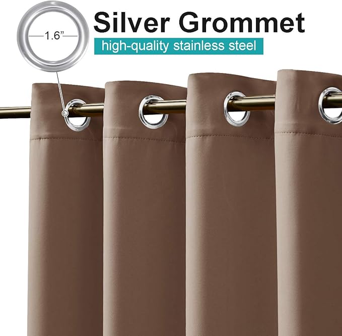 NICETOWN Outdoor Privacy Curtain for Patio Waterproof, Grommet Top Thermal Insulated Blackout Extra Wide and Long Door Blind for Sunroom/Pavilion/Gazebo, Tan, 1 Piece, 120" Wide by 95" Long