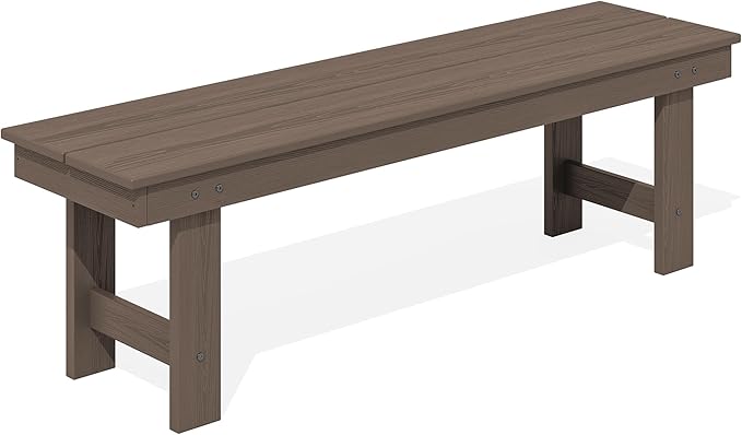 SERWALL 2-Person Outdoor Bench Backless, HDPE Outdoor Benches Weatherproof, 700 Lbs Weight Capacity, Poly Lumber Patio Furniture for Garden, Porch and Park, Coffee