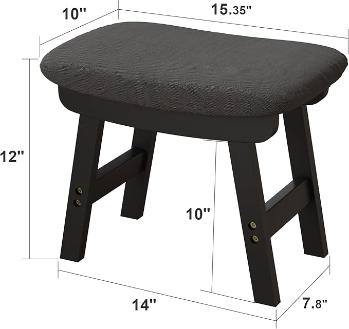 Foot Stool, Foot Stool Small, Ottoman Foot Rest, Wood Stool for Living Room, Bedroom, and Kitchen