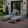 Kozyard Aluminum Outdoor Chaise Lounge Chair, Adjustable Reclining Patio Lounge with Drink Holder, Weather-Resistant Pool, Deck & Yard Recliner,Assemble-Free (Gray, 2Chairs)
