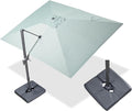 PURPLE LEAF 10' X 13' Rectangle Cantilever Umbrella with Base Outdoor Large Aluminum Patio Umbrella with 3-Year Fade Resistance Recycled Fabric and 360-degree Rotation for Deck Pool Garden, Mint Green