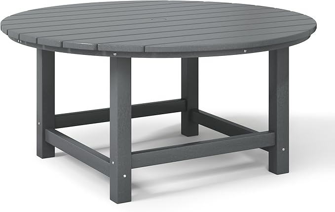 WestinTrends Malibu Low Outdoor HDPE Round Patio Coffee Table, Gray