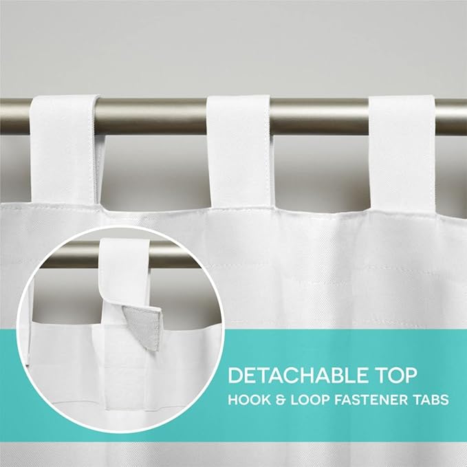 Exclusive Home Cabana Solid Indoor/Outdoor Light Filtering Hook-and-Loop Tab Top Curtain Panel Pair, 54"x144", White