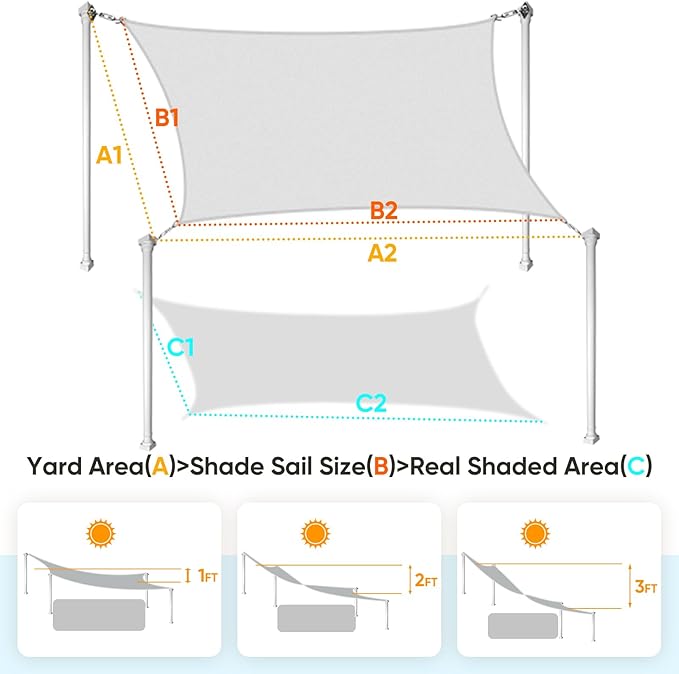 Quictent Large Triangular Sun Shade Sail 24x24x24ft with Hardware Kit, 185GSM HDPE Heavy Duty Top Cover Canopy 98% UV Block for Outdoor Patio Garden Deck Yard (Gray)