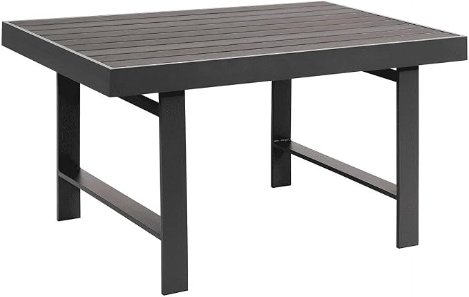 Wisteria Lane Aluminum Outdoor Patio Furniture Dining Table, All-Weather Outdoor Metal Dining Table, Modern Rectangle High Table for Party, for Balcony, Garden, Grey