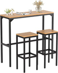 AECOJOY 3-Piece Outdoor Bar Set, Patio Bar Height Table and Chairs Set 47" Rectangular Pub Height Bar Table with 2 Bar Stools Patio Pub Bar Set for Balcony, Porch