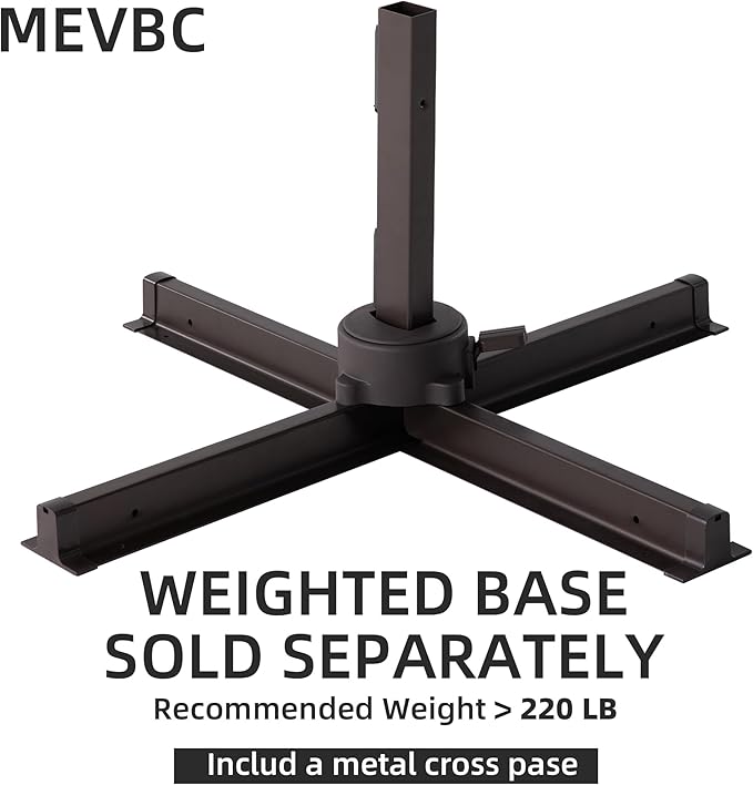 10 X 13 FT Cantilever Outdoor Patio Umbrella with Led Lights Large Heavy Duty 360° Rotation Double Top Offset Rectangular Umbrellas for Backyard Garden Pool Outside Deck, Red