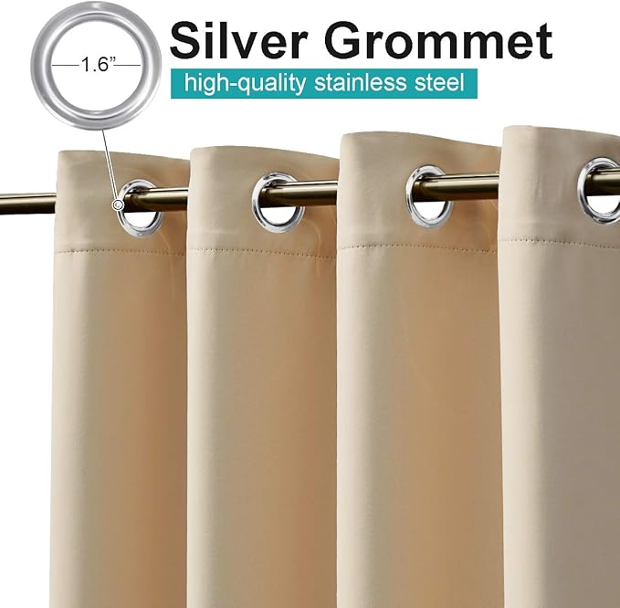 NICETOWN Outdoor Curtain for Patio Waterproof, Rustproof Grommet Outdoor Living/Room Divider Thermal Insulated Extra Wide and Long Drape for Balcony/Cabana, Biscotti Beige, 1 Panel, W100 x L108