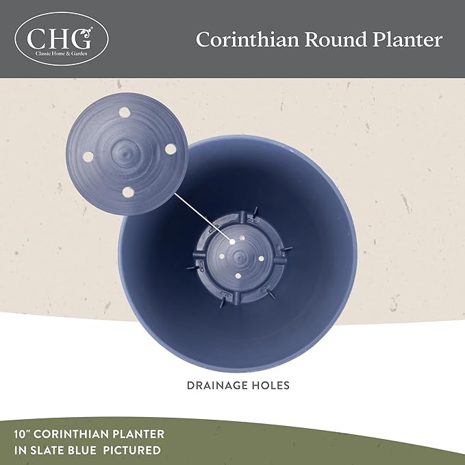 Classic Home and Garden Corinthian Resin Planter Pot - Outdoor & Indoor Plant Pot - Round Planter for Plants & Flowers (8" Oil Rubbed Bronze, Pack of 1)