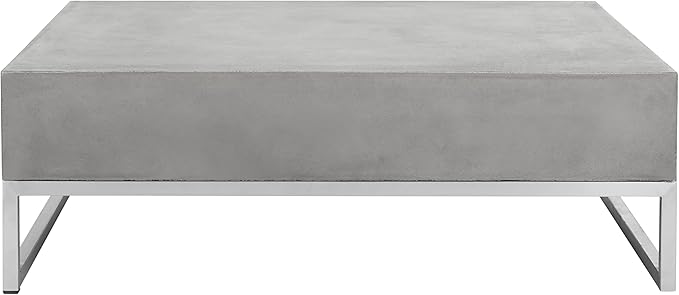 SAFAVIEH Outdoor Collection Eartha Modern Dark Grey Concrete Coffee Table (Fully Assembled)