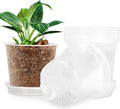 4 Inch Clear Nursery Pots for Plants with Sacuers 15 Pack, Plastic Flower Pots with Drainage Holes, Variety Pack Seedlings Garden Pot for Indoor Outdoor (4 inch)