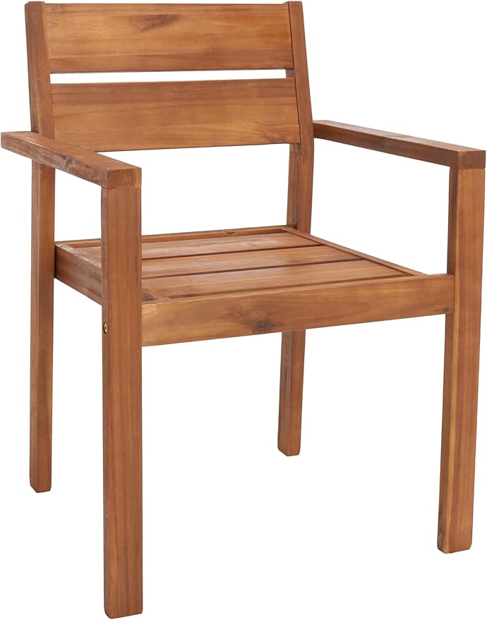 SAFAVIEH Outdoor Collection Hestia Natural Brown Acacia Solid Wood 7-Piece Dining Set, Ideal for Deck, Patio, Backyard