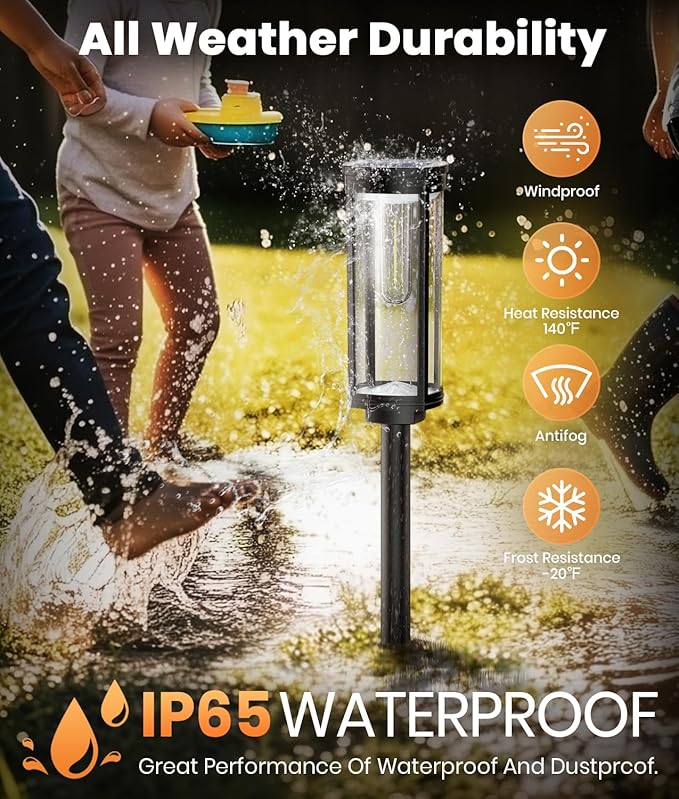 Solar Pathway Lights Outdoor Solar Lights Outdoor, IP65 Waterproof Auto On/Off Solar Garden Lights Solar Powered Landscape Lighting for Yard Walkway Driveway Pathway (Warm White, 6pack)