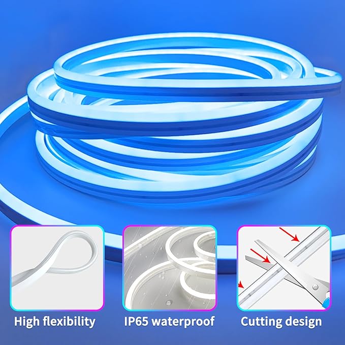 66FT Neon LED Rope Lights IP65 Waterproof LED Lights for Bedroom Flexible LED Light Strip with Remote/APP Control RGB Lighting Strip for Indoors Outdoors Bedroom Room Home Décor