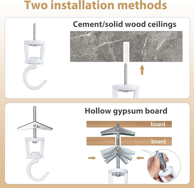 Mkono Ceiling Hooks for Hanging Plants, Heavy Duty Metal Plant Hanger for Drop Ceiling, Swag Hook for Hanging Planters, Lights, Birdfeeders, Indoor Outdoor Decorative Screw-in Hooks (White 4 Pack)