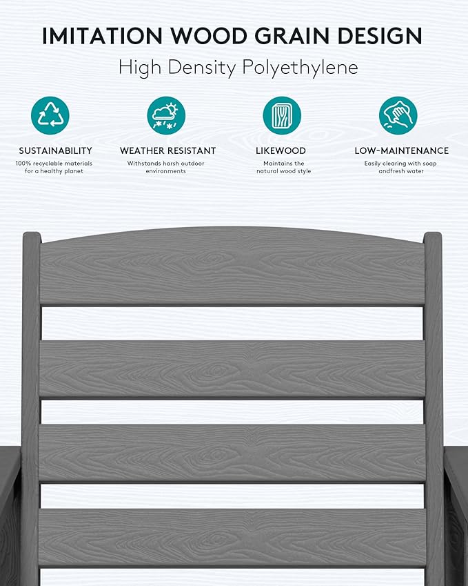 SERWALL 4 Pieces Outdoor Patio Bar Set with 9ft Umbrella, Outdoor HDPE Barstool and Table Furniture Set with Patio Umbrella, Gray