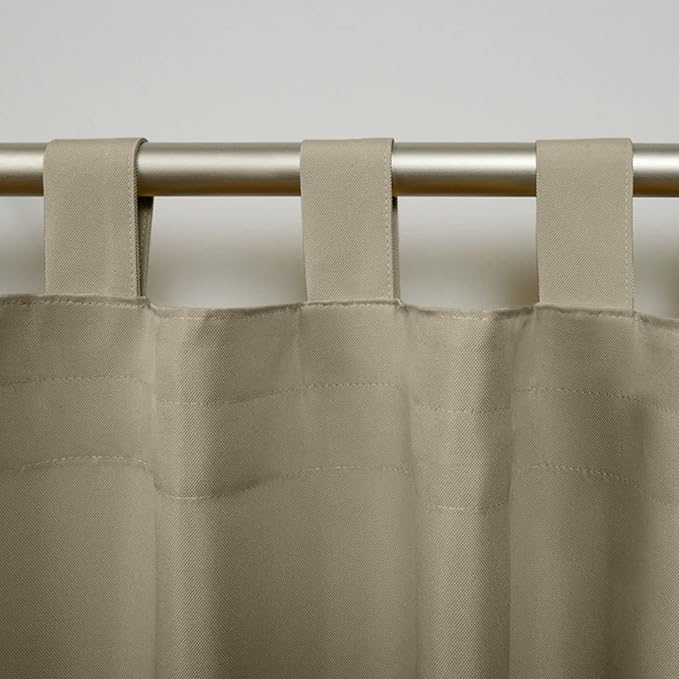 Exclusive Home Cabana Solid Indoor/Outdoor Light Filtering Hook-and-Loop Tab Top Curtain Panel Pair, 54"x132", Taupe