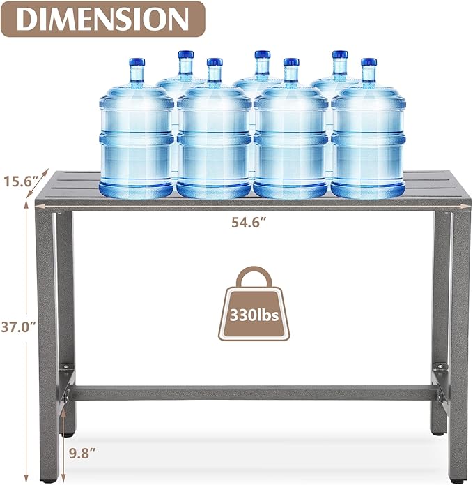 Outdoor Patio Counter Height Bar Table, 55" Rectangle for Patio, Garden, Yard, Balcony, Poolside (Gray)