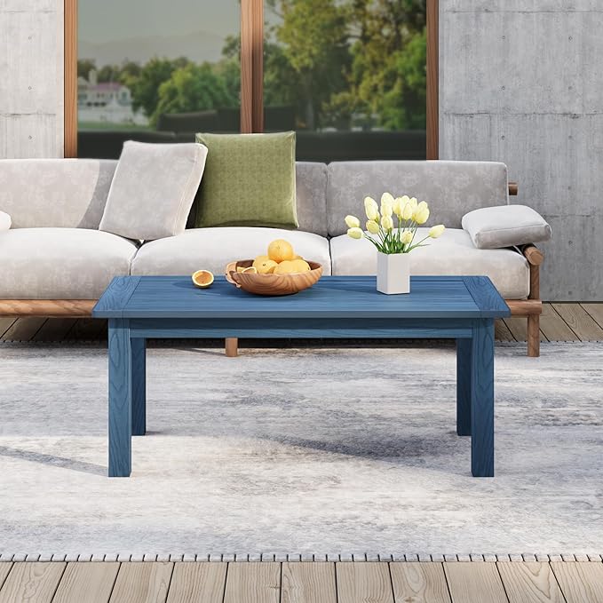 Stoog Outdoor Coffee Table, All-weahter Patio Side Table for Outside, Backyard, Porch, Garden, Balcony & Living Room, Blue