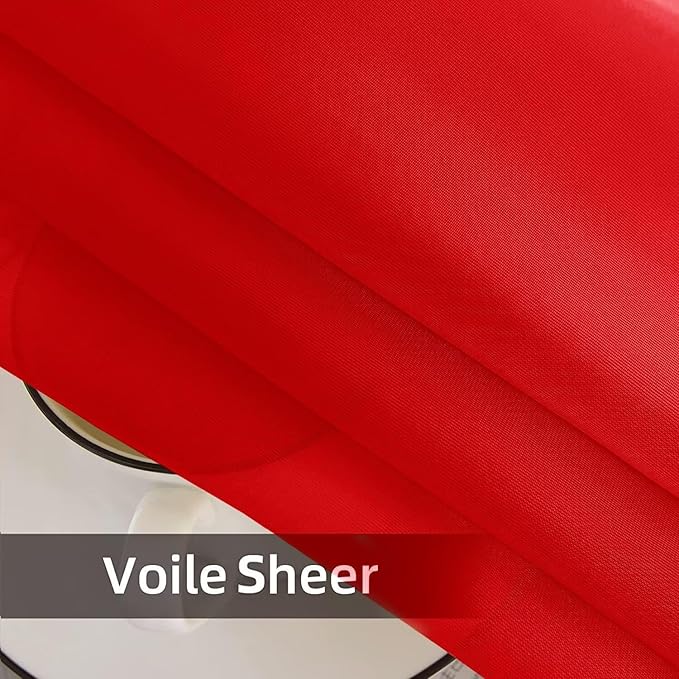 SpaceDresser Waterproof Outdoor Sheer Curtains for Patio - 2 Panels Rod Pocket Indoor Voile Sheer Curtain for Living Room,100W x 84L inch, Red