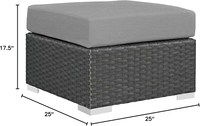 Modway EEI-1855-CHC-GRY Sojourn Outdoor Patio Sunbrella Ottoman in Canvas Gray