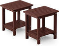 YEFU Outdoor Side Table for Patio: 16" HIPS Weather - Resistant Adirondack Tables Set of 2 - Small Square End Table for Backyard Living Room Bedroom - Indoor Outdoor Double Layer Table Coffee
