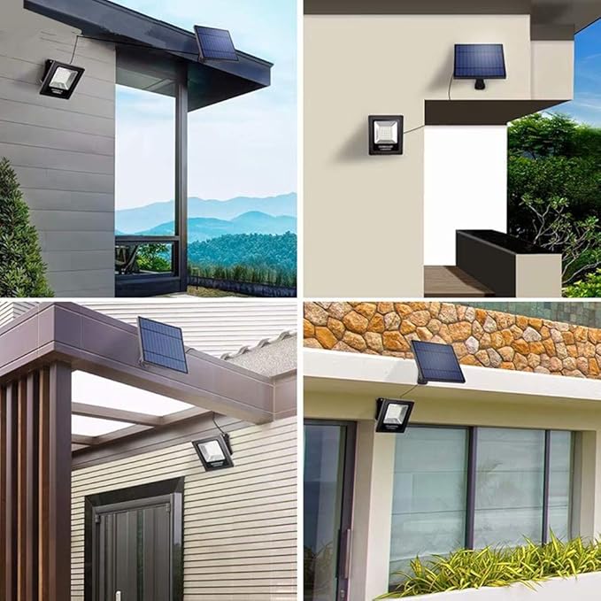 Solar Flood Lights Outdoor with 16FT Cable Dusk to Dawn 4400mAh LED Solar Spot Light Waterproof 3000K for Outside, Porch, Barn, Flag Pole, Warm White 2 Pack