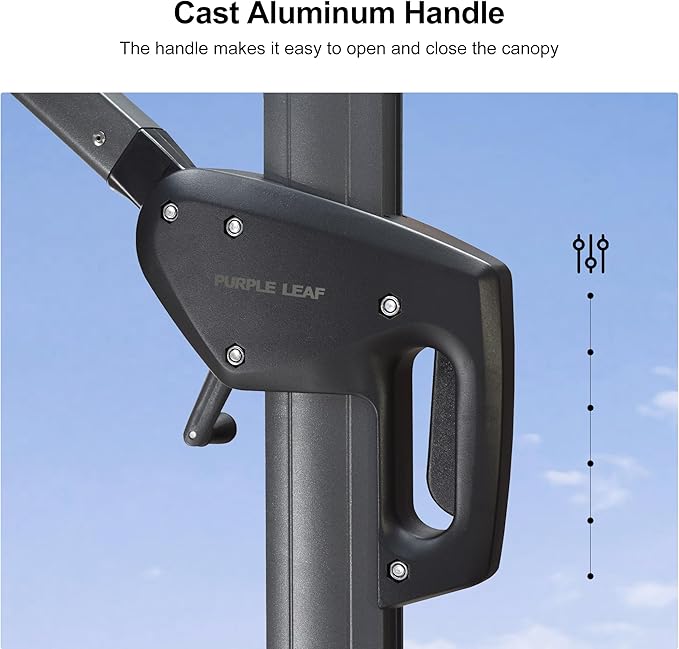 PURPLE LEAF 9 Feet Square Cantilever Umbrella Patio Umbrella with Base Outdoor Umbrella Aluminum Offsetwith 360-degree Rotation for Garden Deck Pool Patio Taupe