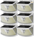 Aootek New Solar Motion Sensor Lights 120 LEDs with Lights Reflector,270° Wide Angle, IP65 Waterproof, Step Lights for Front Door, Yard, Garage, Deck (White, Daylight White, 6-Pack)