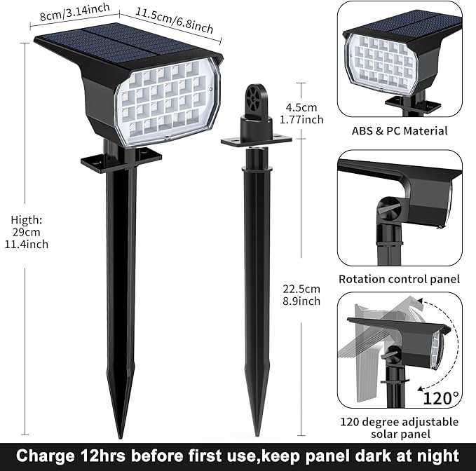 Solar Spot Lights Outdoor Color Changing, [7 Mode/12 Pack] Christmas Landscape Spotlights, Solar Lights Outdoor Waterproof, Solar Led Powered Flood Light for Outside Pathway Yard Garden Walkway