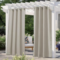 NICETOWN Patio Curtains for Outdoor Waterproof, Machine Washable Rustproof Grommet Thermal Insulated Room Darkening Outdoor Drapes Privacy for Balcony, W52 x L108, Natural, 1 Panel