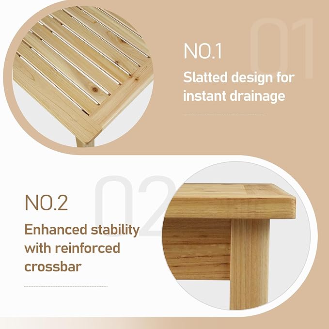 VINGLI Solid Wood Patio Coffee Table, Outdoor Garden Tea Table for Porch Balcony Yard, 44.09" Long Rustic End Table, Weather-Resistant Wooden Console Table