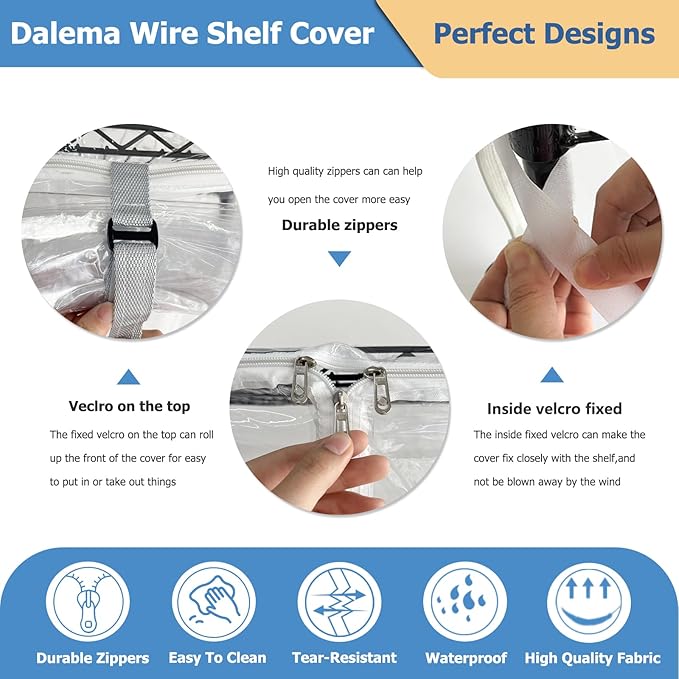 Waterproof Shelf Cover,Durable Dustproof Storage Wire Rack Covers,Outdoor Shelving Covers for Wire Shelves with Zipper 48''x18''x82'',Clear,Cover Only