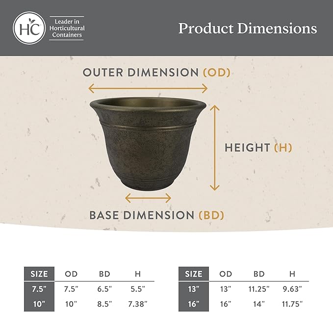 The HC Companies Sierra Round Self-Watering Pot - Lightweight Plastic Planter for Herbs & More - Durable Plant Pots for Indoor Plants & Outdoor Plants (7.5” Rustic Redstone, Pack of 1)
