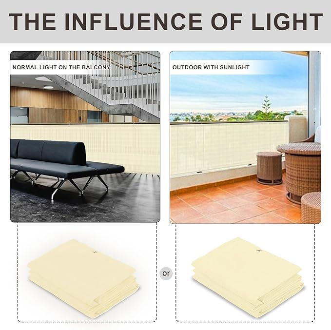 LOVE STORY Custom Size 3'x17' Butter Cream Balcony Privacy Screen,UV Block Privacy Fence Screen,90% Shield for Outdoor Pool Garden Apartment Railing