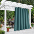 NICETOWN Waterproof Outdoor Patio Curtain W84 x L84, Rustproof Grommet Blackout Weighted Outdoor Window Treatment Thermal Insulated Sunlight Block Drape for Sun Room/Porch, Teal, 1 Piece