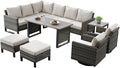 Belord Patio Sectional Furniture Set with Coffee Table: 8 Pieces Wicker Patio Conversation Set with L Shaped Sofa, Outdoor Swivel Glider Rocker, Rattan Ottomans, Removable