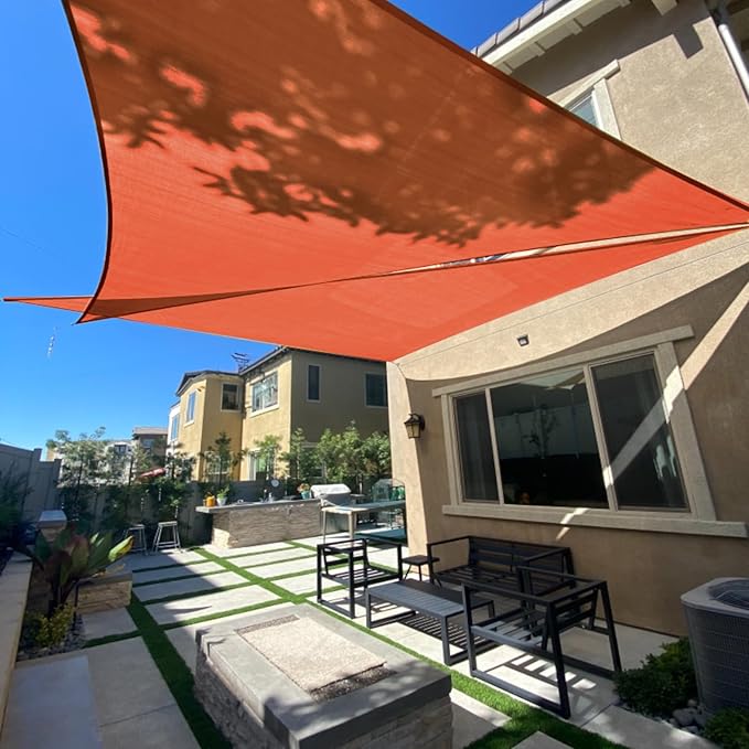 SUNLAX Sun Shade Sail 16' x 21' x 26.4' Terra Red Rectangle Canopy Sail Shade Cover UV Block Permeable Sunshade Outdoor for Patio Backyard Deck Pergola (We Make Custom Size)